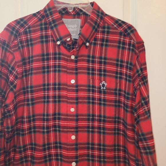 Simply Southern Men's Red Plaod Cotton Fannel Button Down Shirt - Picture 6 of 10
